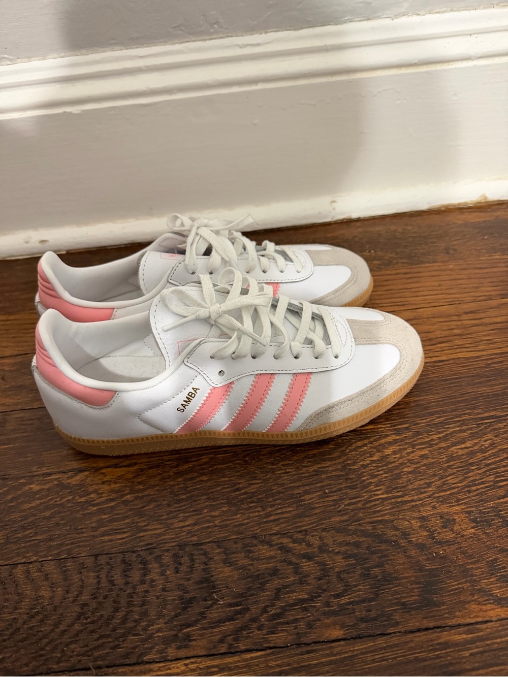 🌸 Adidas Samba OG J Sneakers - White/Pink - Size 5.5Y / Women's 7 🌸